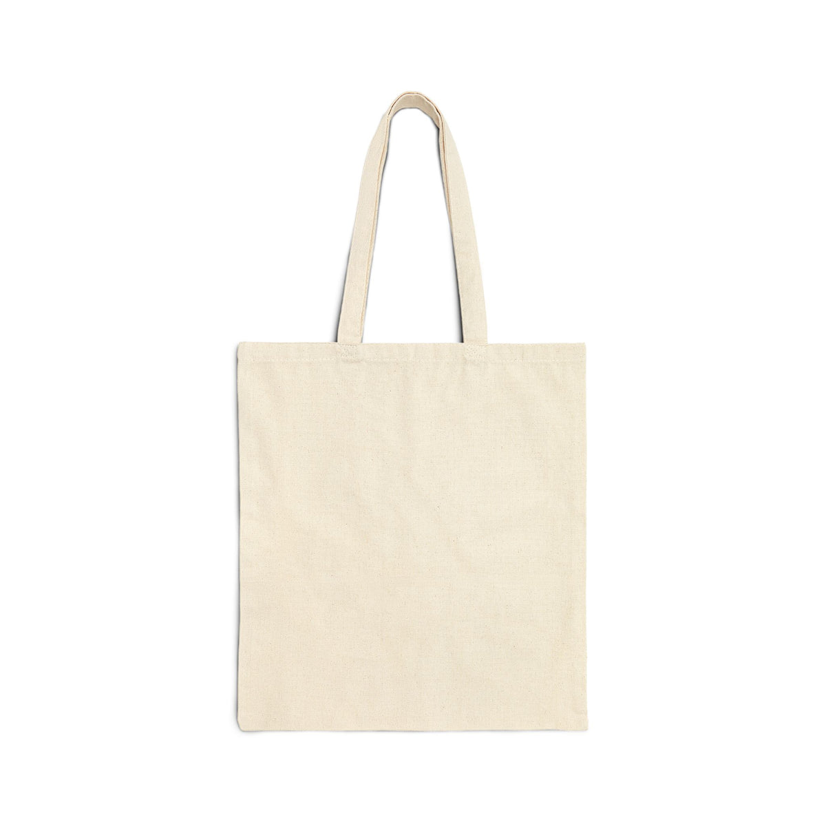 Stay for the Sky canvas tote, unprinted natural cotton back. Digital product mockup.