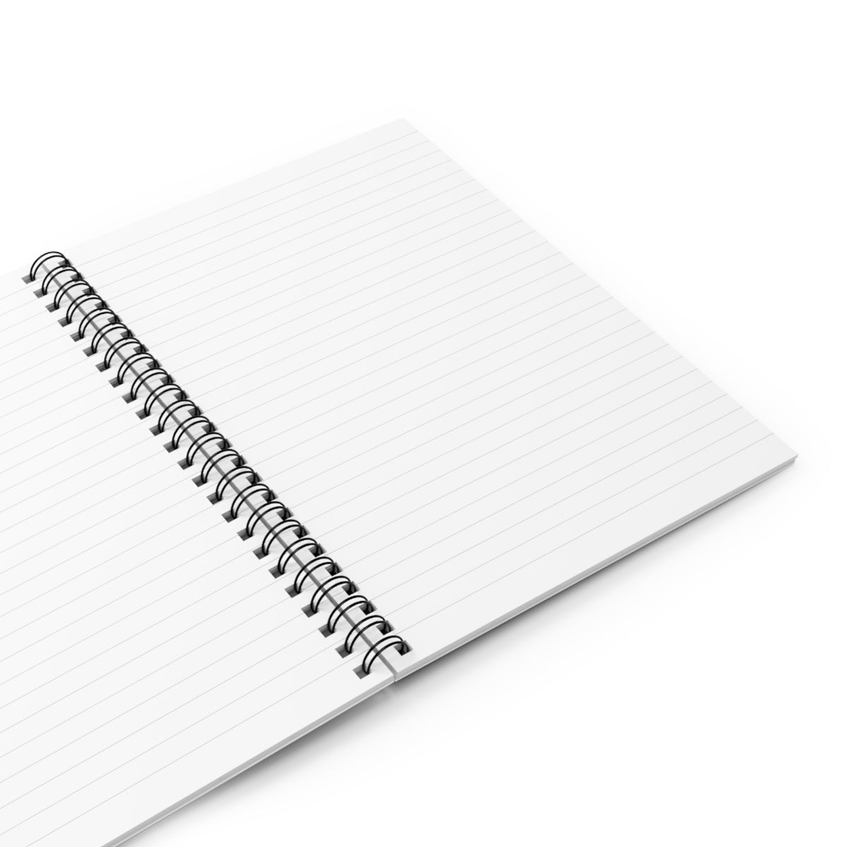 Night Library Spiral Notebook, open to its lined pages. Digital product mockup.