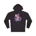 Heart Thief Midweight Hoodie in Black, back view with the large illustrated print. Digital product mockup.
